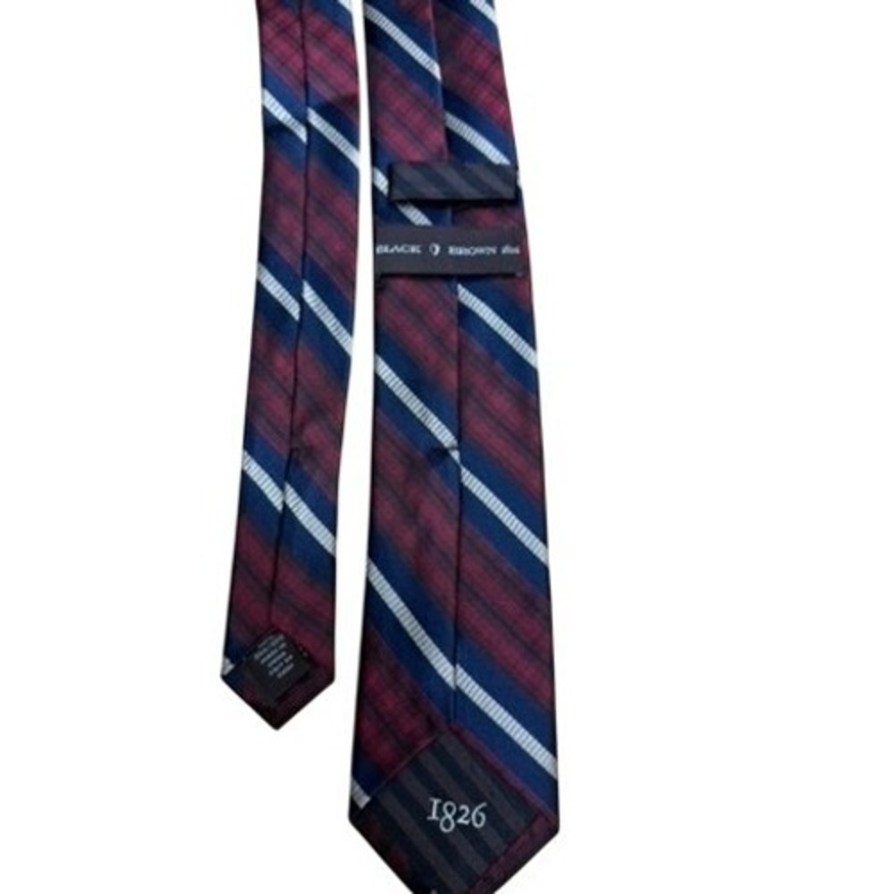 "Black Brown 1826" Silk Burgundy Blue Stripe Classic Men's Rep Tie Preppy Class - Picture 3 of 9